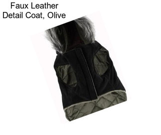 Faux Leather Detail Coat, Olive