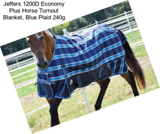 Jeffers 1200D Economy Plus Horse Turnout Blanket, Blue Plaid 240g