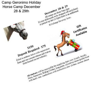 Camp Geronimo Holiday Horse Camp December 28 & 29th