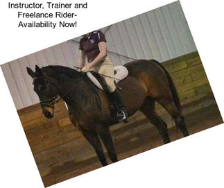 Instructor, Trainer and Freelance Rider- Availability Now!