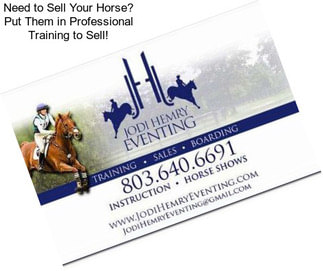 Need to Sell Your Horse? Put Them in Professional Training to Sell!