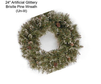 24″ Artificial Glittery Bristle Pine Wreath (Un-lit)