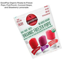 GoodPop Organic Ready-to-Freeze Pops, Fruit Punch, Concord Grape, and Strawberry Lemonade