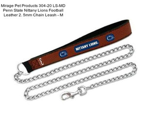 Mirage Pet Products 304-20 LS-MD Penn State Nittany Lions Football Leather 2. 5mm Chain Leash - M