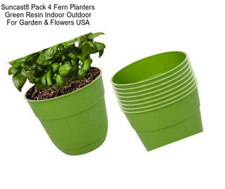 Suncast8 Pack 4 Fern Planters Green Resin Indoor Outdoor For Garden & Flowers USA