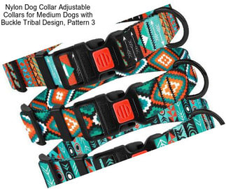 Nylon Dog Collar Adjustable Collars for Medium Dogs with Buckle Tribal Design, Pattern 3