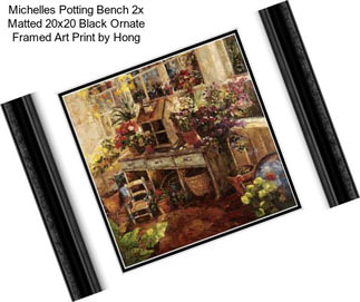 Michelles Potting Bench 2x Matted 20x20 Black Ornate Framed Art Print by Hong