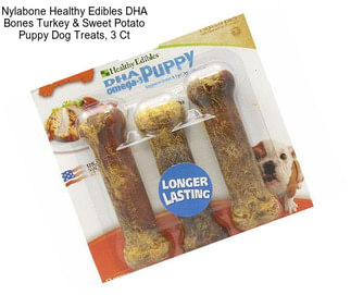 Nylabone Healthy Edibles DHA Bones Turkey & Sweet Potato Puppy Dog Treats, 3 Ct