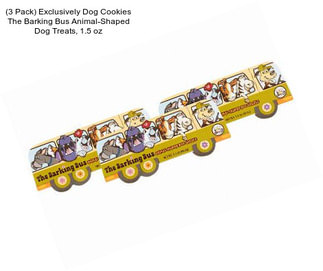 (3 Pack) Exclusively Dog Cookies The Barking Bus Animal-Shaped Dog Treats, 1.5 oz