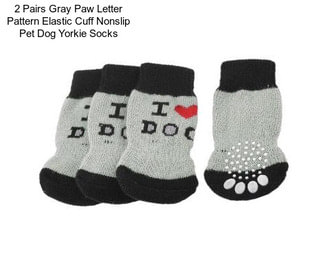 2 Pairs Gray Paw Letter Pattern Elastic Cuff Nonslip Pet Dog Yorkie Socks