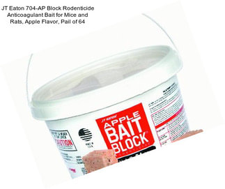 JT Eaton 704-AP Block Rodenticide Anticoagulant Bait for Mice and Rats, Apple Flavor, Pail of 64