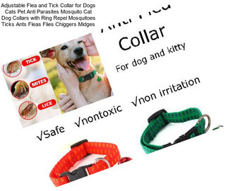 Adjustable Flea and Tick Collar for Dogs Cats Pet Anti Parasites Mosquito Cat Dog Collars with Ring Repel Mosquitoes Ticks Ants Fleas Flies Chiggers Midges