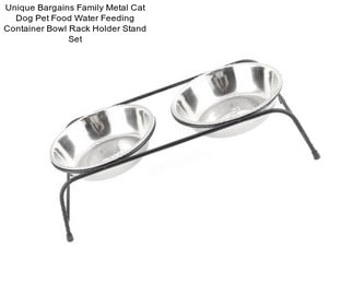 Unique Bargains Family Metal Cat Dog Pet Food Water Feeding Container Bowl Rack Holder Stand Set