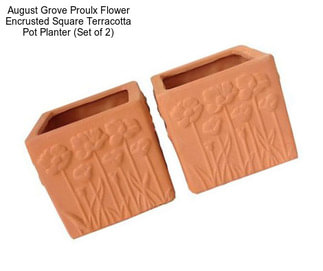 August Grove Proulx Flower Encrusted Square Terracotta Pot Planter (Set of 2)