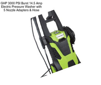 GHP 3000 PSI Burst 14.5 Amp Electric Pressure Washer with 5 Nozzle Adapters & Hose