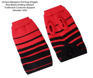 Unique Bargains Pet Dog Doggie Red Black Knitting Striped Turtleneck Costume Apparel Sweater XXS