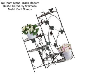 Tall Plant Stand, Black Modern Rustic Tiered Ivy Staircase Metal Plant Stands