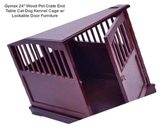 Gymax 24\'\' Wood Pet Crate End Table Cat Dog Kennel Cage w/ Lockable Door Furniture