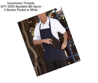 Uncommon Threads 3011-2500 Ajustable Bib Apron 3 Section Pocket in White