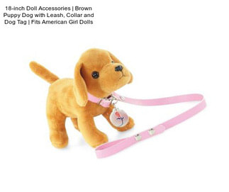 18-inch Doll Accessories | Brown Puppy Dog with Leash, Collar and Dog Tag | Fits American Girl Dolls