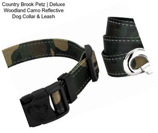 Country Brook Petz | Deluxe Woodland Camo Reflective Dog Collar & Leash