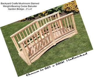 Backyard Crafts Mushroom Stained Weight-Bearing Cedar Baluster Garden Bridge - 3\' x 4\'