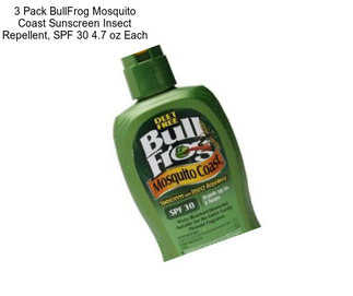 3 Pack BullFrog Mosquito Coast Sunscreen Insect Repellent, SPF 30 4.7 oz Each