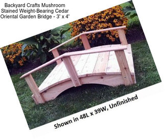 Backyard Crafts Mushroom Stained Weight-Bearing Cedar Oriental Garden Bridge - 3\' x 4\'