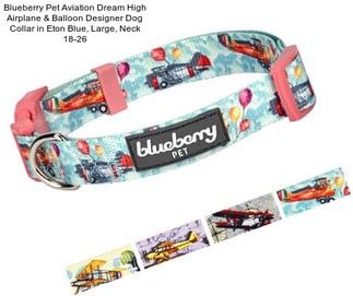 Blueberry Pet Aviation Dream High Airplane & Balloon Designer Dog Collar in Eton Blue, Large, Neck 18\