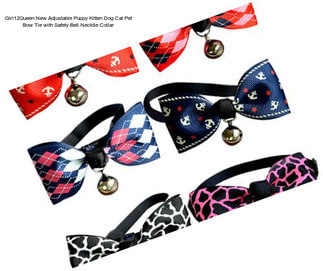 Girl12Queen New Adjustable Puppy Kitten Dog Cat Pet Bow Tie with Safety Bell Necktie Collar