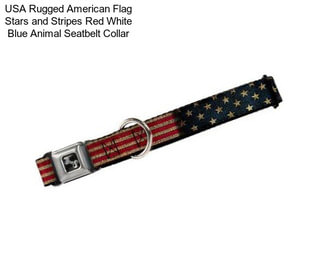 USA Rugged American Flag Stars and Stripes Red White Blue Animal Seatbelt Collar