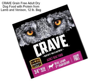 CRAVE Grain Free Adult Dry Dog Food with Protein from Lamb and Venison, 12 lb. Bag