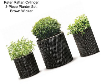 Keter Rattan Cylinder 3-Piece Planter Set, Brown Wicker