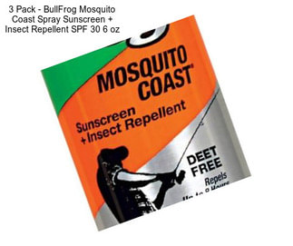 3 Pack - BullFrog Mosquito Coast Spray Sunscreen + Insect Repellent SPF 30 6 oz