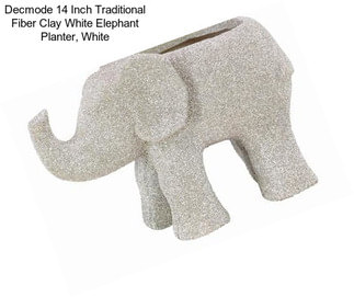 Decmode 14 Inch Traditional Fiber Clay White Elephant Planter, White