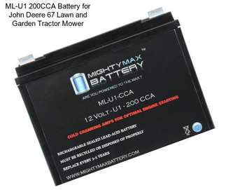 ML-U1 200CCA Battery for John Deere 67 Lawn and Garden Tractor Mower