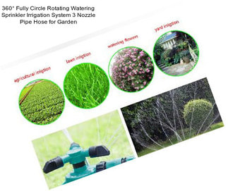 360° Fully Circle Rotating Watering Sprinkler Irrigation System 3 Nozzle Pipe Hose for Garden