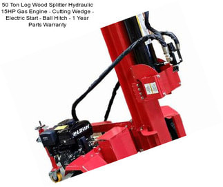 50 Ton Log Wood Splitter Hydraulic 15HP Gas Engine - Cutting Wedge - Electric Start - Ball Hitch - 1 Year Parts Warranty