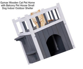 Gymax Wooden Cat Pet Home with Balcony Pet House Small Dog Indoor Outdoor Shelter