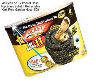 As Seen on Tv Pocket Hose Top Brass Bullet II Retractable Kink Free Garden Hose, 50ft