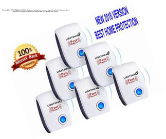 6 Packs [2018 NEW UPGRADED] LIGHTSMAX - Ultrasonic Pest Repeller - Electronic Plug -In Pest Control Ultrasonic - Best Repellent for Cockroach Rodents Flies Roaches Ants Mice Spiders Fleas Indoor