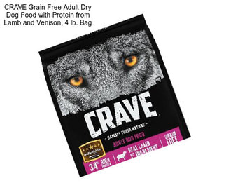 CRAVE Grain Free Adult Dry Dog Food with Protein from Lamb and Venison, 4 lb. Bag