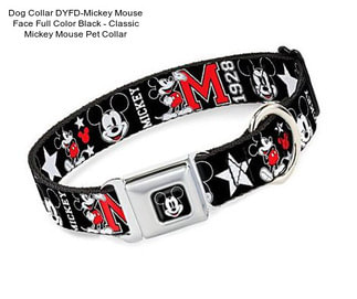 Dog Collar DYFD-Mickey Mouse Face Full Color Black - Classic Mickey Mouse Pet Collar