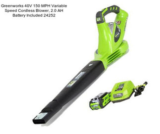 Greenworks 40V 150 MPH Variable Speed Cordless Blower, 2.0 AH Battery Included 24252