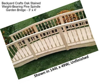 Backyard Crafts Oak Stained Weight-Bearing Pine Spindle Garden Bridge - 3\' x 4\'