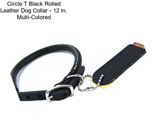 Circle T Black Rolled Leather Dog Collar - 12 in. Multi-Colored