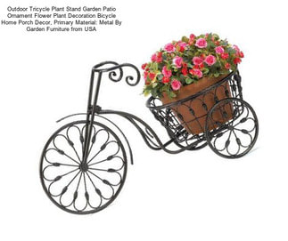 Outdoor Tricycle Plant Stand Garden Patio Ornament Flower Plant Decoration Bicycle Home Porch Decor, Primary Material: Metal By Garden Furniture from USA