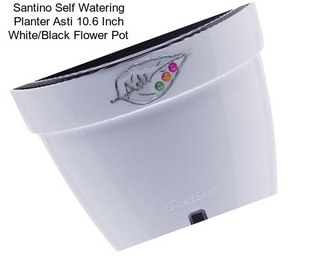 Santino Self Watering Planter Asti 10.6 Inch White/Black Flower Pot
