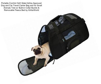 Portable Comfort Soft Sided Airline Approved Dog and Cat Travel Carrier Bag and for Small Animals Tote w/ Built-in Collar Buckle & Removable Fleece Bed by KritterWorld