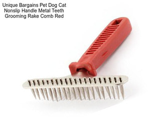 Unique Bargains Pet Dog Cat Nonslip Handle Metal Teeth Grooming Rake Comb Red